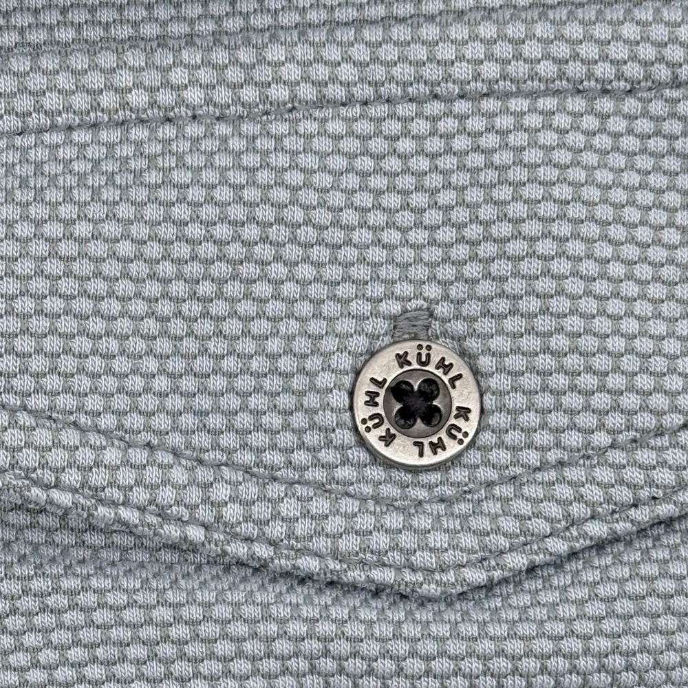 Kuhl Polo Shirt Mens Size L Gray Textured Short Sleeve Dual Chest Pockets - Picture 13 of 14